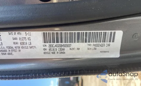 2011 Dodge Challenger z USA, uszkodzony, nr VIN 2B3CJ4DG5BH565837